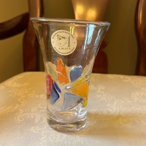 Beautiful Italian Amici hand blown, fused art glass vase
